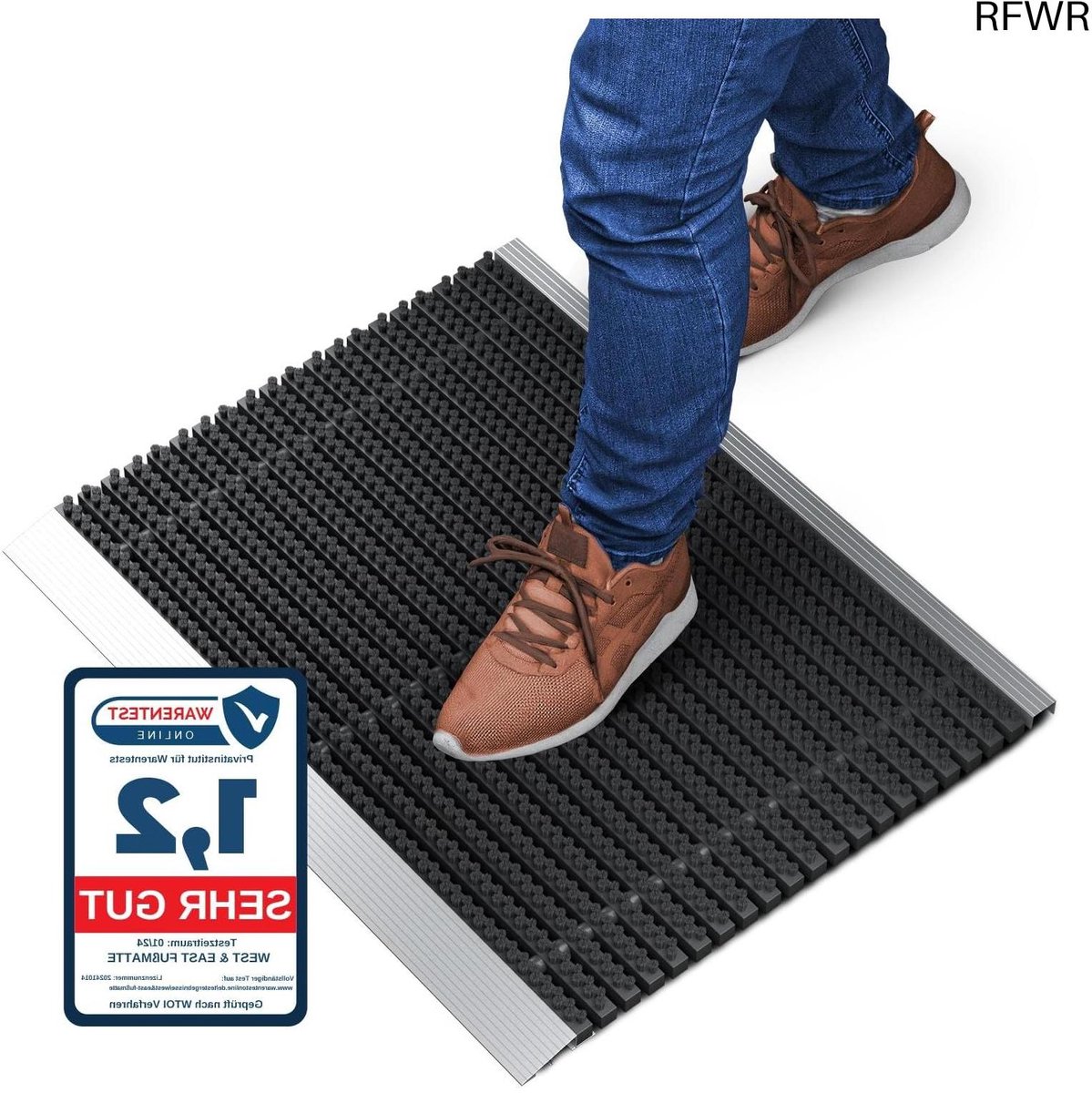 RFWR Droogloopmat met Nylon Borstels - Aluminium Voetmat voor Buitengebruik 40x60 cm Zwart