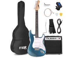 Elektrische gitaar met gitaar versterker - MAX Gigkit - 4/4 - Perfect voor beginners - incl. gitaar stemapparaat, gitaartas en plectrum - Petrol