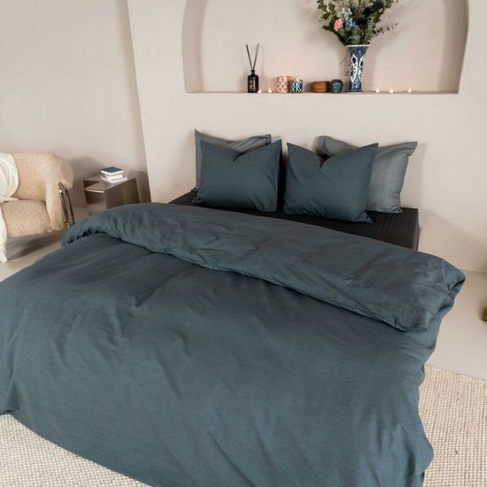 Kayori Kai Dekbedovertrek Katoen - 200x200-220 + 2 slopen - Tweepersoons - Biologisch Katoen - Denim van Kayori — afbeelding 5