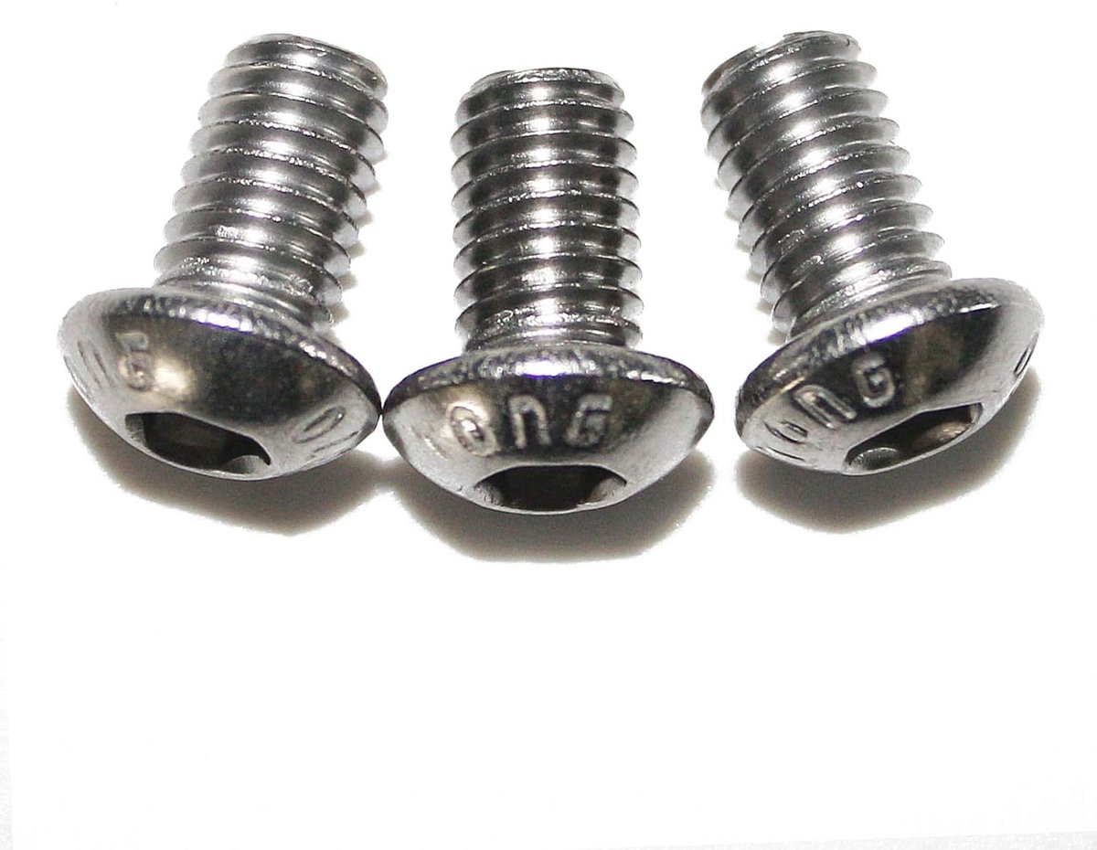 Platte kopschroeven met binnenzeskant - roestvrij staal A2 - set van 50 - M6 x 10 mm