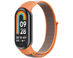 Strap-it Nylon bandje met klittenbandsluiting - geschikt voor Xiaomi Smart Band 11 / Smart Band 10 / Smart Band 9 / Smart Band 8 (oranje-bruin)