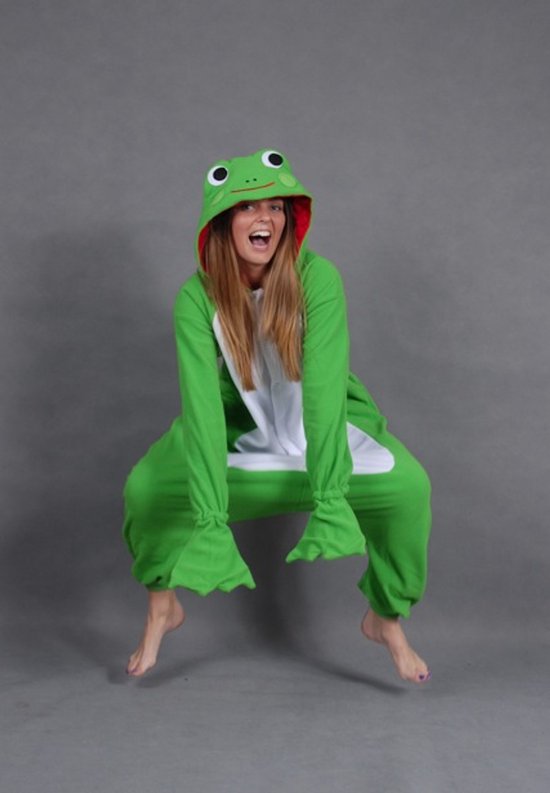 KIMU Onesie Frog Suit - Taille 116-122 - Costume de grenouille Costume de crapaud vert - Costume de maison doux Kinder Costume d'animal Combinaison Pyjama Garçon Fille Festival