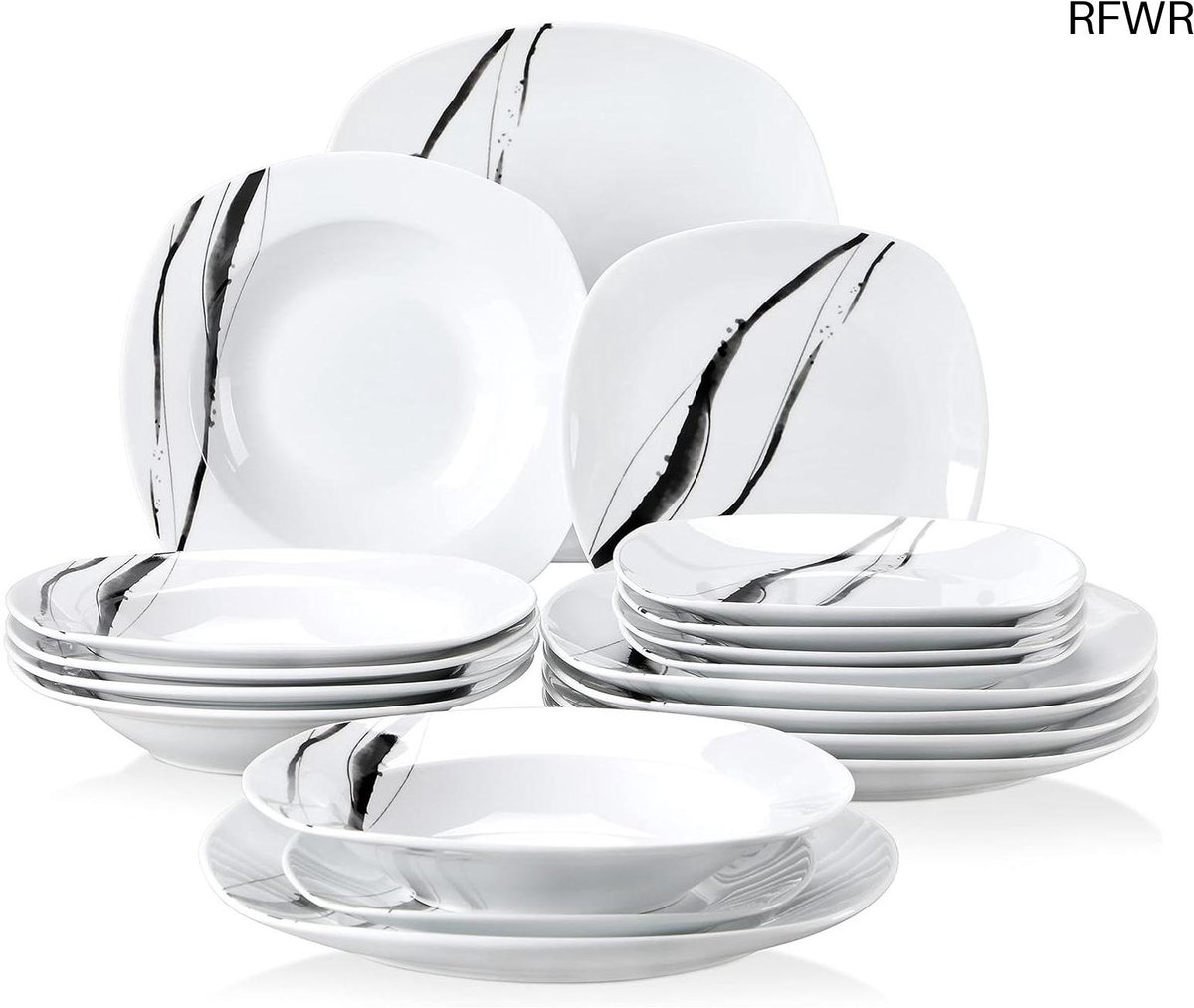 RFWR® Stijlvolle Tafelservies Set van Porselein - 18-/36-delig Ontbijt- en Dinerservies