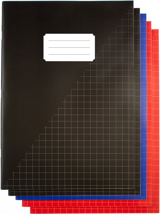 Kangaro - Schrift - A4 - ruit - 10x10mm - 80 pagina's - 60 grams - assorti - 5 stuks - K-58340