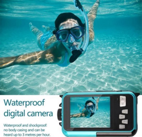 Waterdichte Digitale Camera Onderwater Camera Full Hd 2.7k 48 Mp Video Recorder Selfie Dual Screens 16x Digitale Zoom Zaklamp Waterdichte Camera Voor Sn