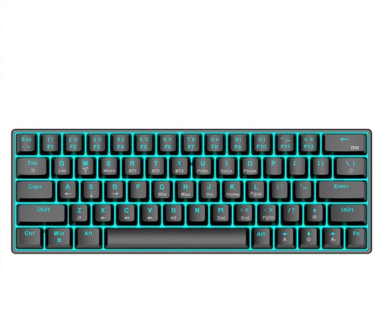 NAXSIR Mechanisch Gaming Toetsenbord - Draadloos & Bedraad - Compact 60% Toetsenbord - RGB Backlit,zwart