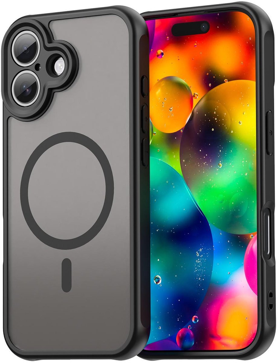 Mobigear Hoesje geschikt voor Apple iPhone 17 MagSafe Telefoonhoesje Hardcase | Mobigear Shockproof Backcover | Geschikt voor MagSafe | Geschikt voor Draadloos Opladen met Magnetische Ring | Geschikt voor MagSafe Case - Zwart