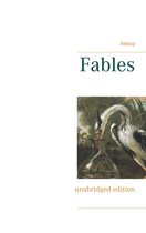 Boekomslag van Fables door Aesopus met een schilderij van een reiger en een slang in een glazen fles.
