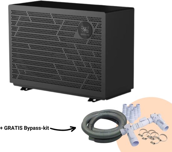 W'eau Full Inverter Zwembad Warmtepomp - Zwembad Verwarming - Pool Heater - Energiezuinig - Warmtepomp - Elektrisch - 10,5kW - Staal - Grijs - Incl. gratis Bypass kit