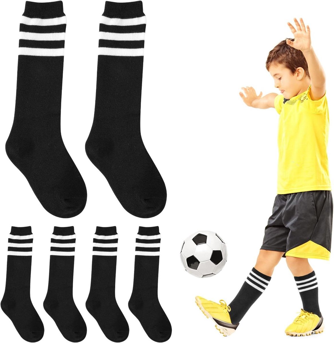 Allecto Plus - Voetbalsokken van Zacht Katoen voor Sportieve Jongens en Meisjes - Set van 3 Paar