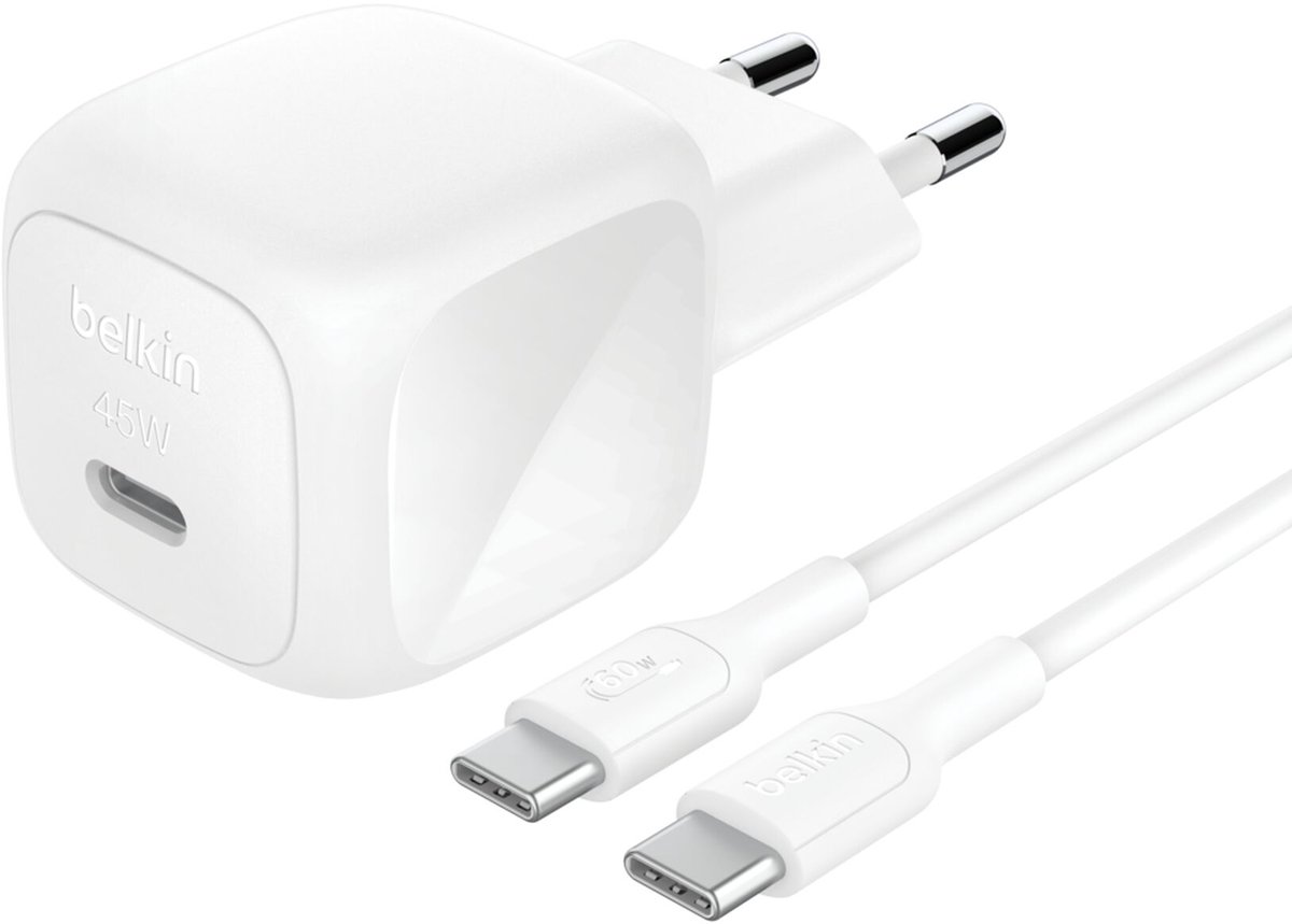 Belkin USB-C Wandlader 45 W met 1 m USB-C-naar-USB-C Kabel –Universeel - Wit