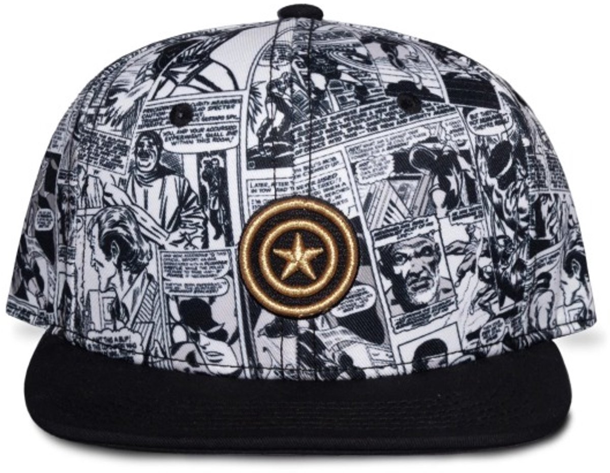Marvel Captain America - Tain America Snapback Pet - Zwart/Wit