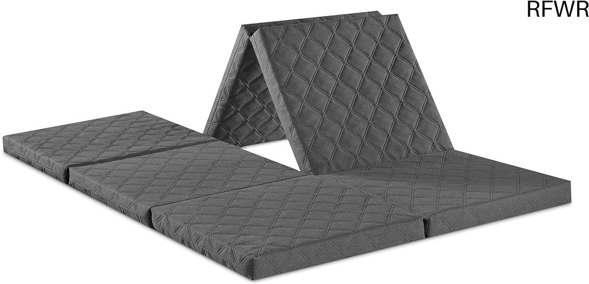 RFWR® Dubbel Vouwmatras voor Gasten, Opvouwbaar en Wasbaar, 195 x 140 x 8 cm, Grijs