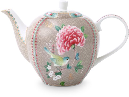 Pip Studio - Blushing Birds - Theepot - Kaki - Porselein - 1,6l