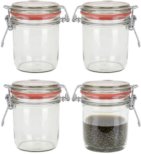 Weckpot/inmaakpot - 12x - glas - 300 ml - met beugelsluiting - transparant