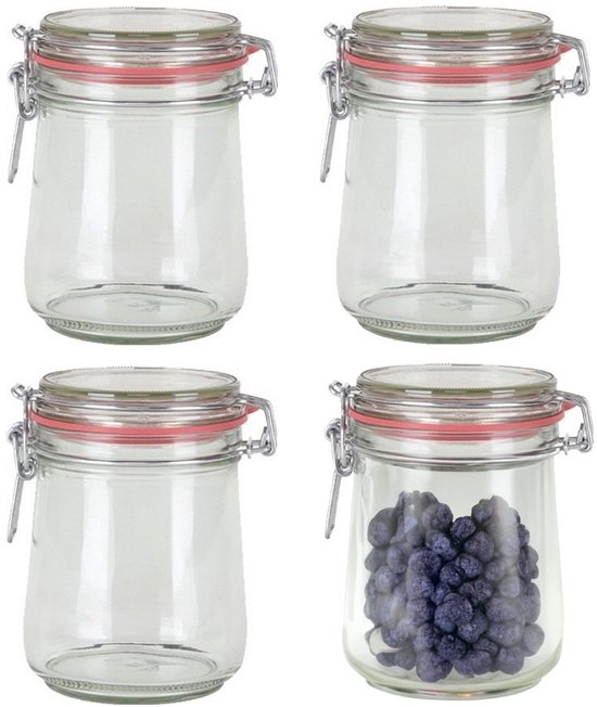 Weckpot/inmaakpot - 10x - glas - 720 ml - met beugelsluiting - transparant - Voedsel voorraadpotten