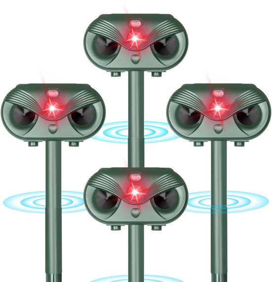 Foto: Kattenverjager 4 stuks muizenverjager marterverjager ultrasone ongedierte verjager zonne energie duivenverjager groen van faas