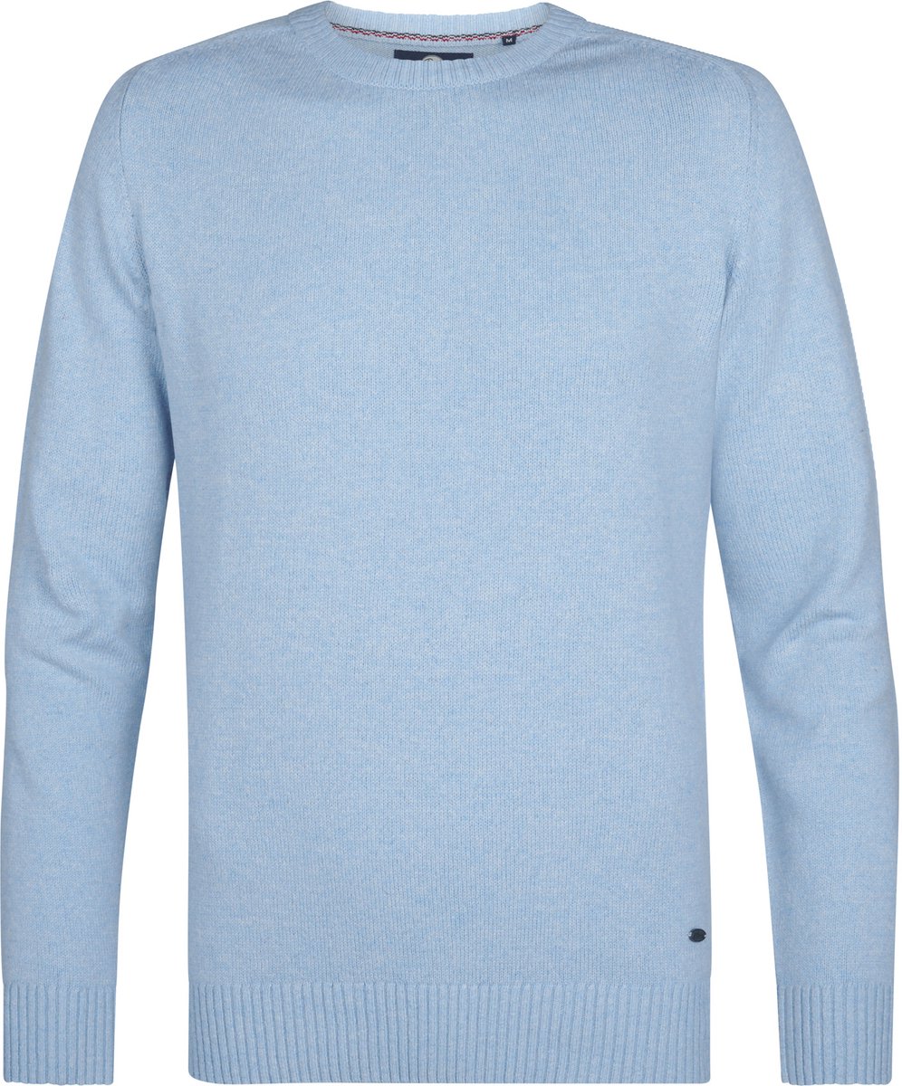 Petrol Industries - Heren Basic Trui met Ronde Hals Minocqua - Blauw - Maat L