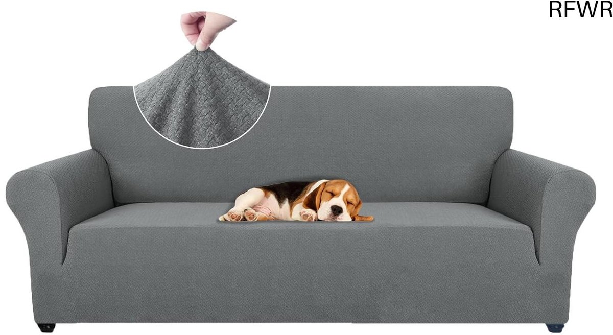RFWR Stretch Bankhoes 3 Zits - Universele Elastische Sofahoes voor Woonkamer in Grijs
