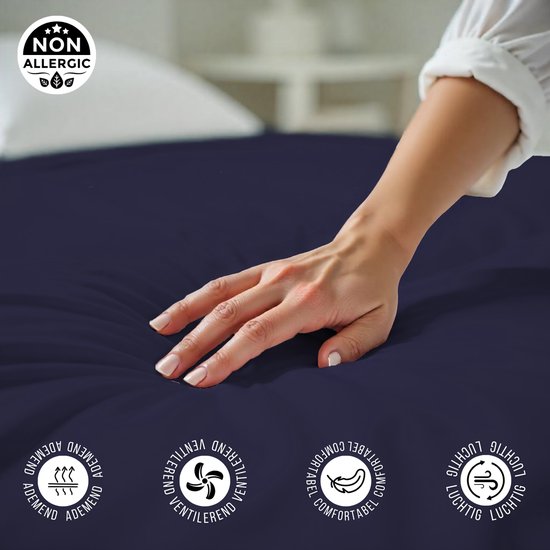 Droomtextiel Zacht Katoenen Hoeslaken Navy 140x200 cm - Hoge Hoek - Perfecte Pasvorm - Heerlijk Zacht
