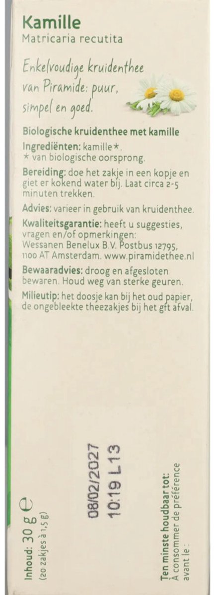 Piramide Kruidenthee Bio Kamille - 6 x 20 stuks - Voordeelverpakking