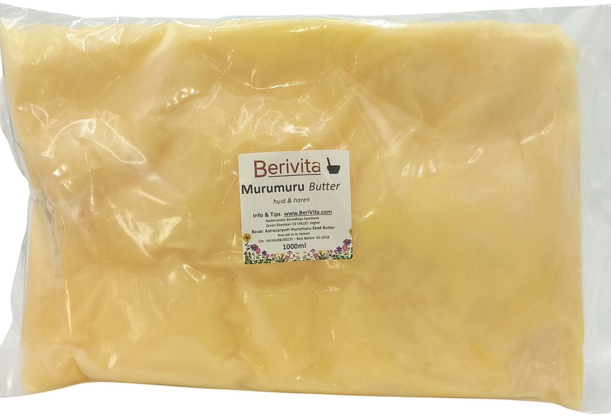 Murumuru Butter 1kg - Pure, onbewerkte Muru Muru Boter - Koudgeperst - Huid & Haren