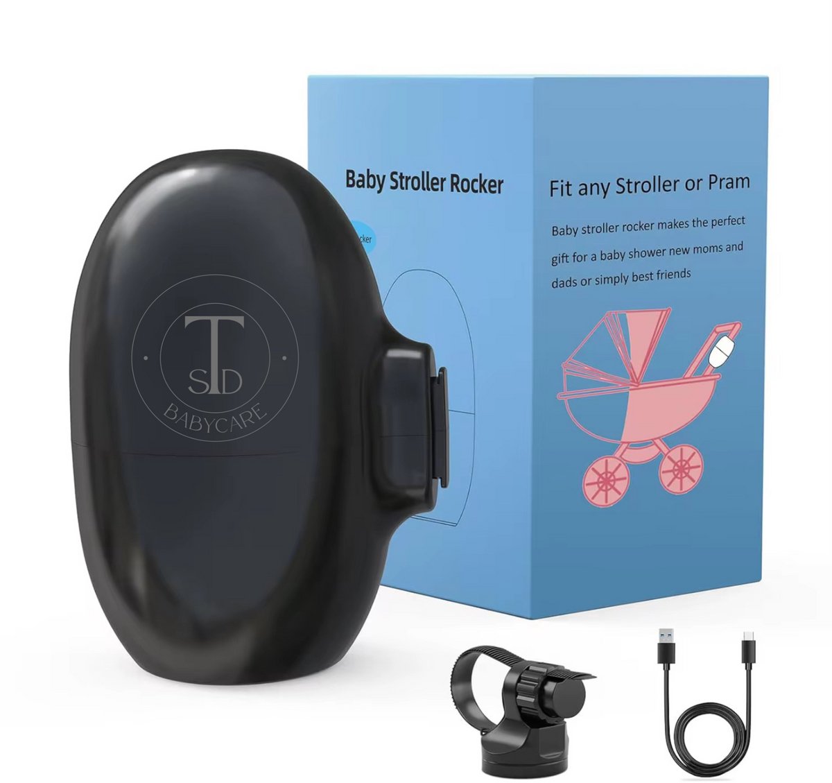 TSD goods - Baby Schommel - Baby Schommel voor kinderwagen - Automatisch Schommelen - Baby Swing - Kleur: Zwart