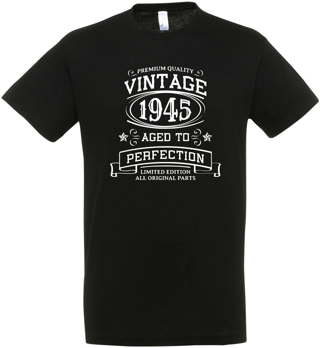 Vintage 1945 Aged To Perfection T-shirt - Verjaardag en feest cadeau - Cadeau tip - Aged To Perfection - 80 jaar cadeau - 80 jaar - T-shirt - 1945 - Heren - Vader Cadeau - Maat L