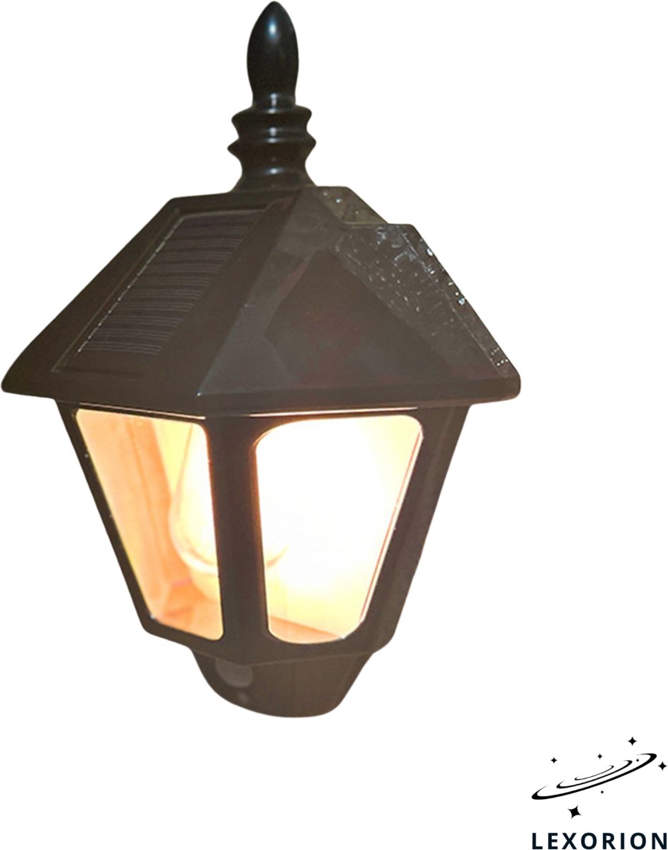 Lexorion Solar Wandlamp - Buitenverlichting - Solar Tuinverlichting - Warm Wit - Buiten op Zonne Energie - Sfeerverlichting - IP65 Weerbestendig - LED Lampjes Tuin Wandlampen
