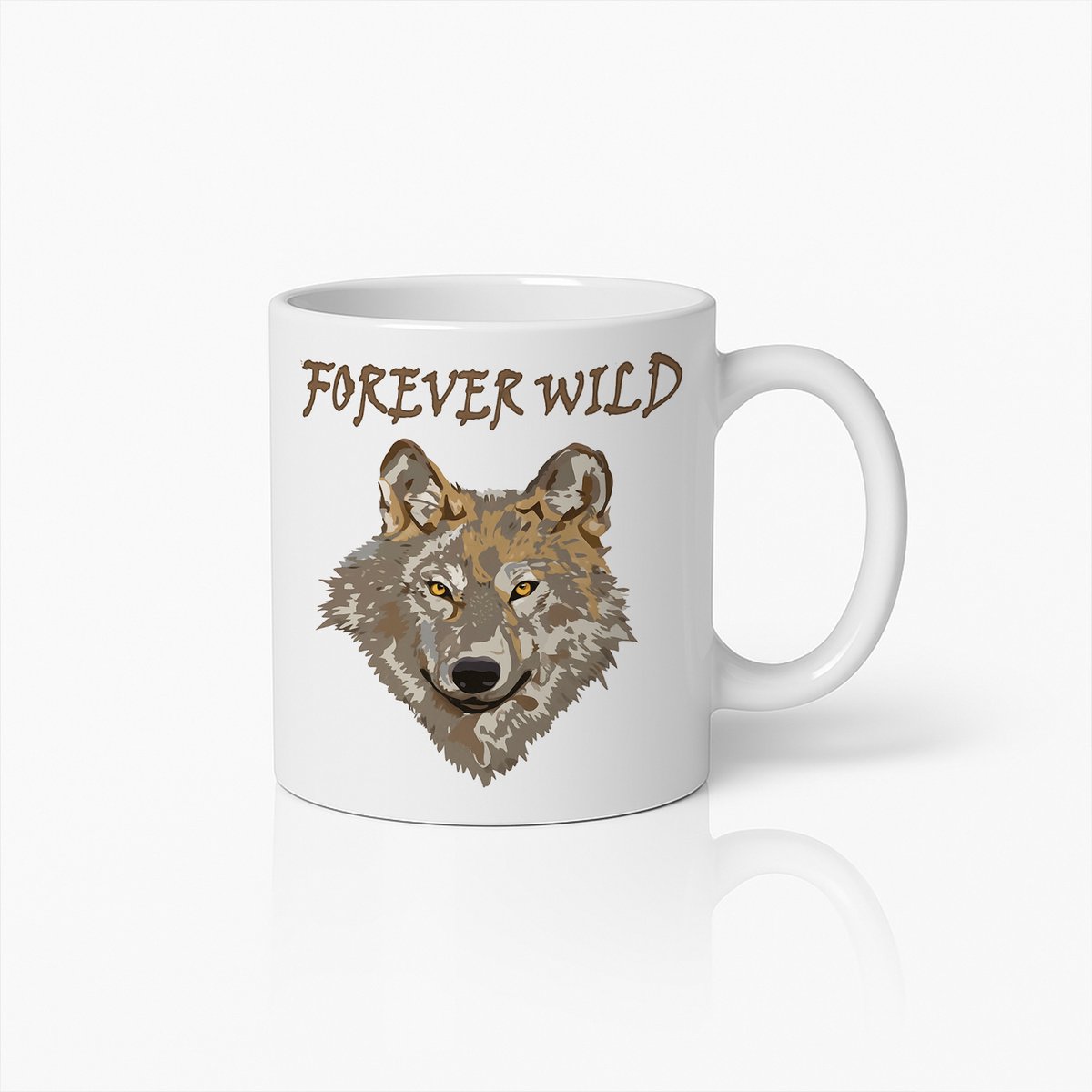 Wolf Mok – Forever Wild Dierenliefhebber Koffiebeker met Wolvenkop Design