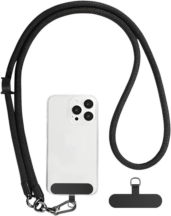 Gectre Universele Telefoonketting – Geschikt Voor Alle Smartphones, Met 2 Sterke Nylon Patches, Verstelbaar Tot 160 Cm, Lichtgrijs – Ideaal Voor Fotografie, Fietsen En Wandelen