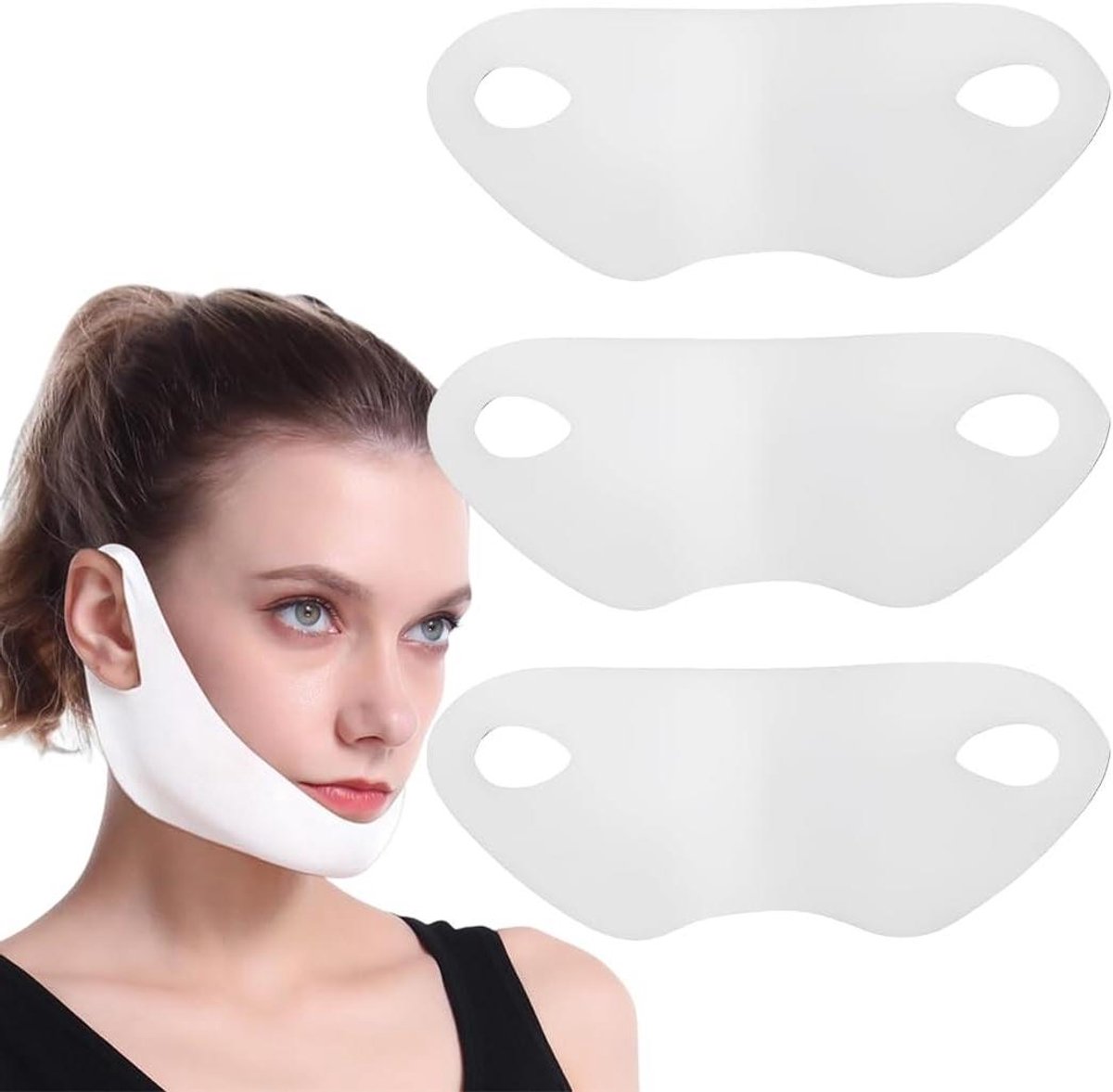 Allecto Plus - Face Lift Mask voor Double Chin Removal - Hyaluronzuur - Vegan - Verstevigend - 3 Stuks