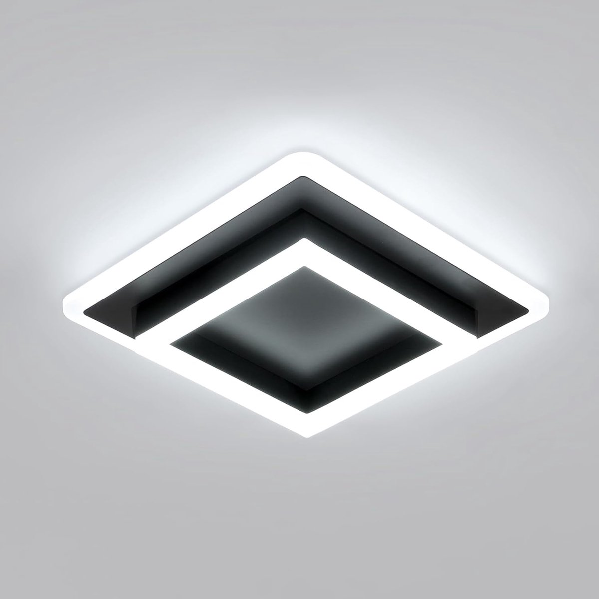 Haobosic - Moderne LED-plafondlamp, 30W 3375LM zwarte vierkante LED-plafondlamp, acryl LED-plafondlamp voor woonkamer, keuken, slaapkamer, gang, koel wit 6500K, 30CM