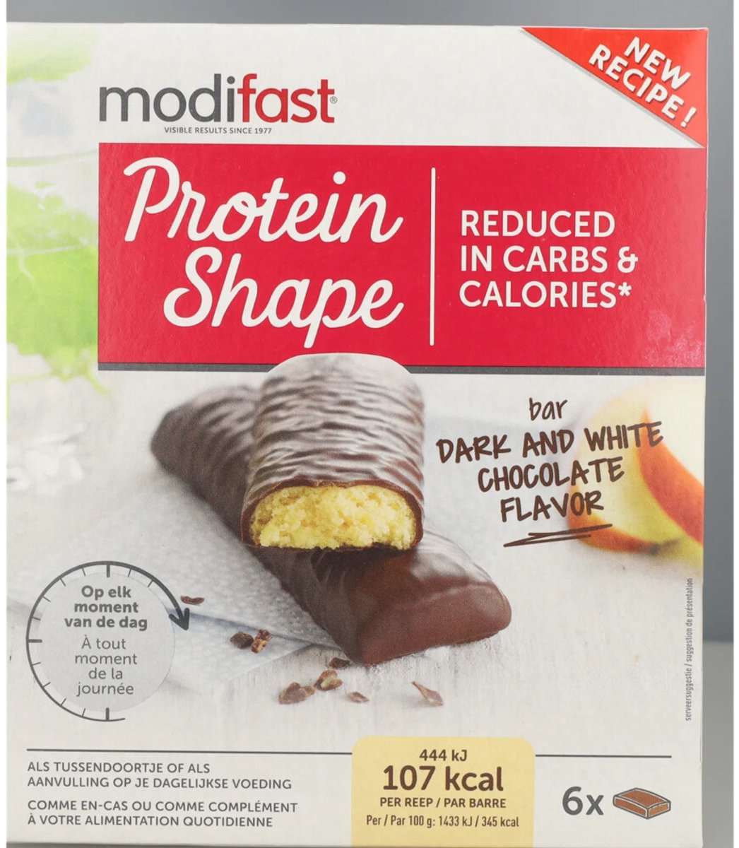 Modifast Protein Shape - Reep Pure & Witte Chocolade - 6 stuks - Eiwitreep