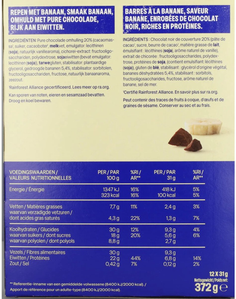 WeCare High protein Bars Choco Banana - 6 x 372 gr - Voordeelverpakking
