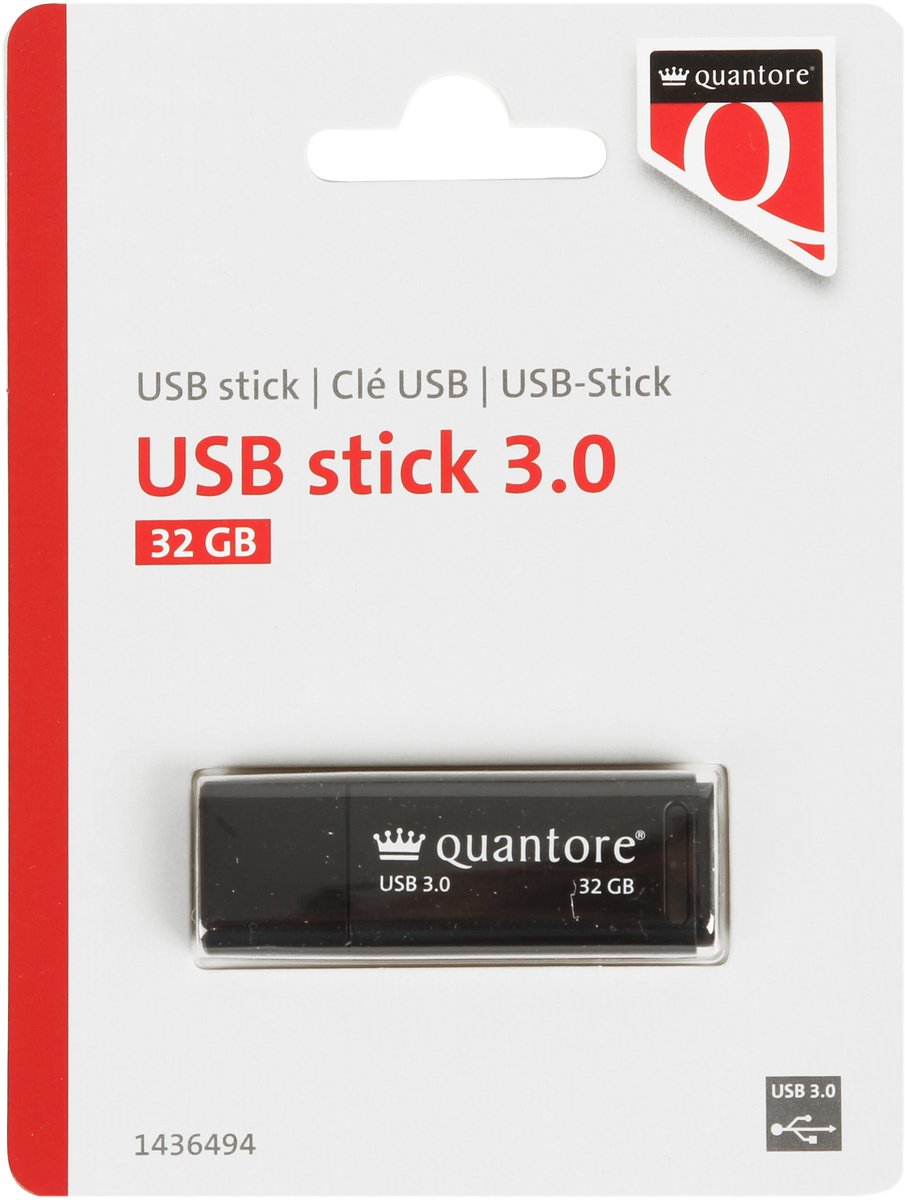 Usb stick 3.0 quantore usb-a 32gb zwart