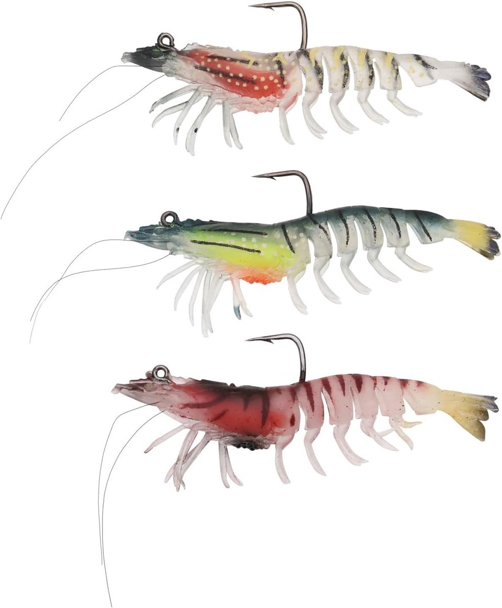 Allecto Plus - Levensechte Garnalen Vismallen - 3 stuks - Lichtgevend - Geschikt voor Bas, Forel, Snoekbaars - 9 cm 115 g