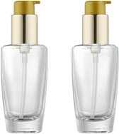 Allecto Plus - Flacon pompe vide en verre transparent pour Maquillage et émulsion, 2 pièces, 50 ml/1,7 oz