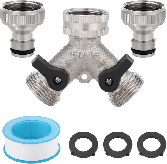 HONPHIER 2-weg slangsplitter 1/2 inch messing slangconnectoren dubbele bediening kraan waterpijp slang adapter gootsteenkranen splitter voor