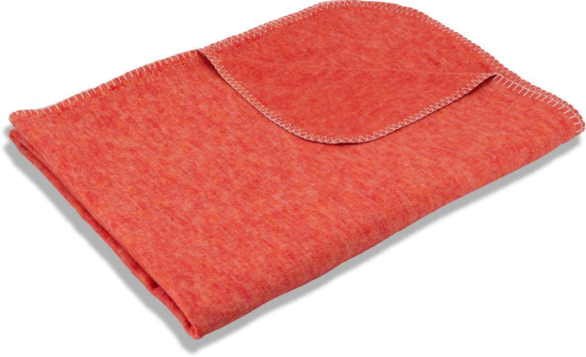 Sleepling 150 x 200 cm plaid | knuffel deken | sofa- of woondeken | van katoenmix | wasbaar op 30 graden | Made in Germany | oranje