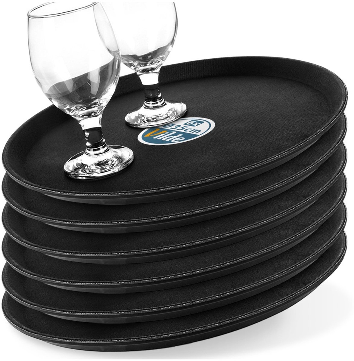 Horeca Dienblad Antislip Zwart 35 cm 6 stuks - Serveerblad - Gastro