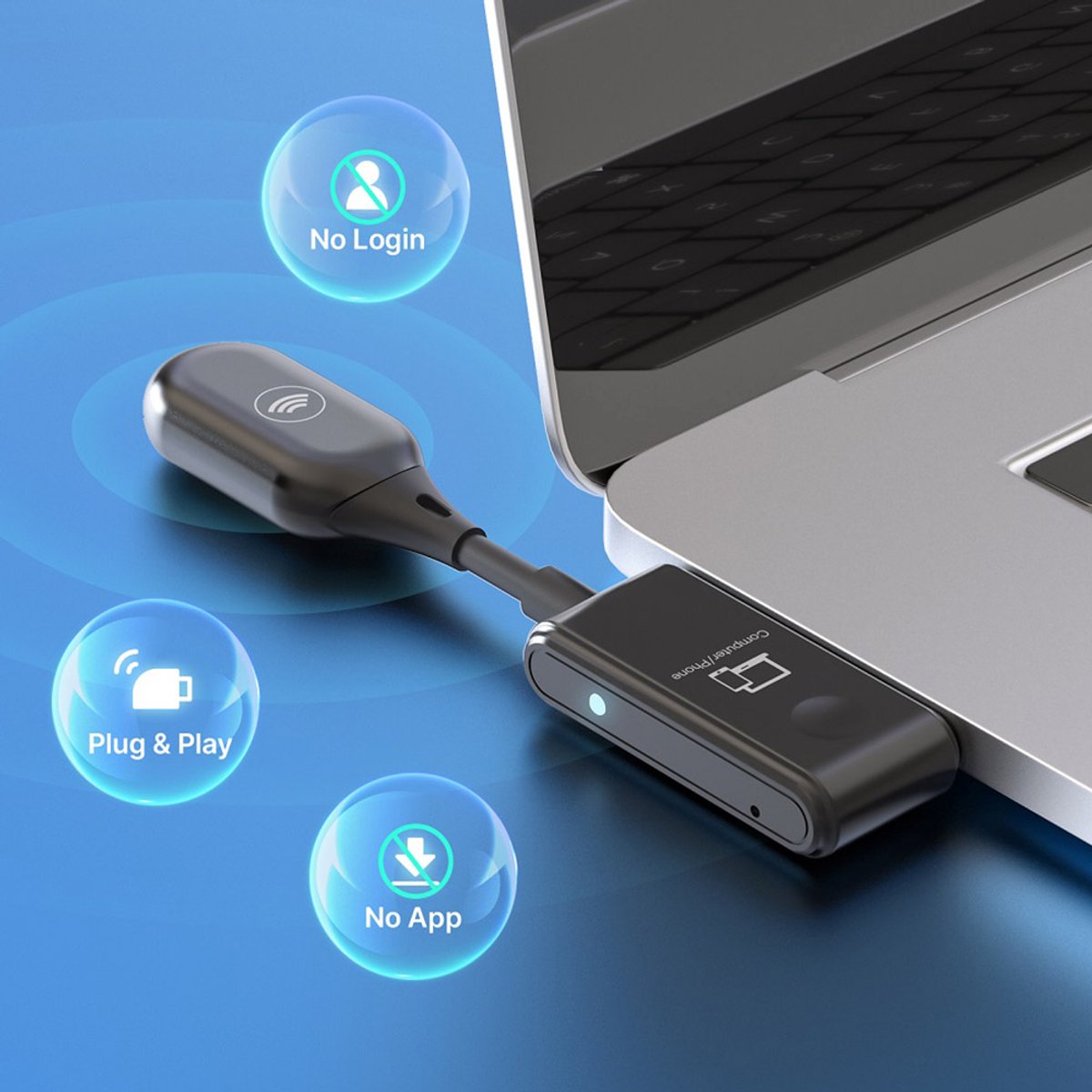 Image of MINIX C1 Wireless Transmitter en Receiver | Plug & Play USB-C-HDMI | Draadloze UHD 1080P@60Hz Video/Audio op 5G Wifi | Windows, Android, MacOS - 50m Bereik