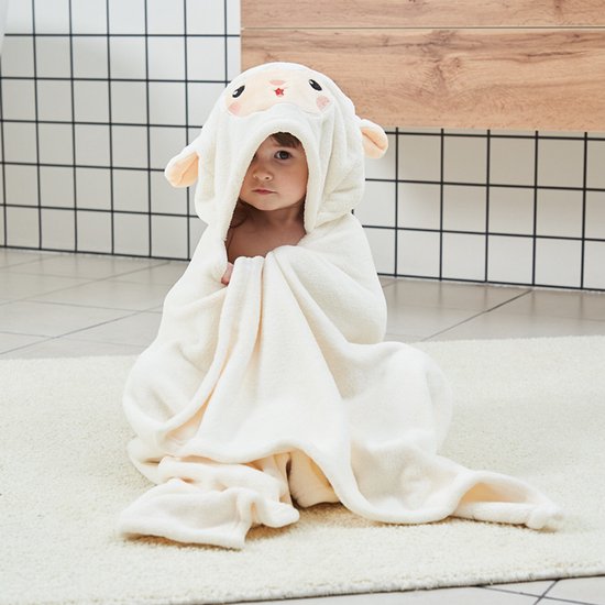 Badhanddoeken - badhanddoek voor kinderen - Babybadhanddoe - babybadhanddoek met capuchon - Met patroon Alpaca badhanddoek - Koraalvlies heeft een sterke waterabsorptie - Geschikt voor pasgeborenen en kind（wit）- 70×140cm van Merkloos — afbeelding 3