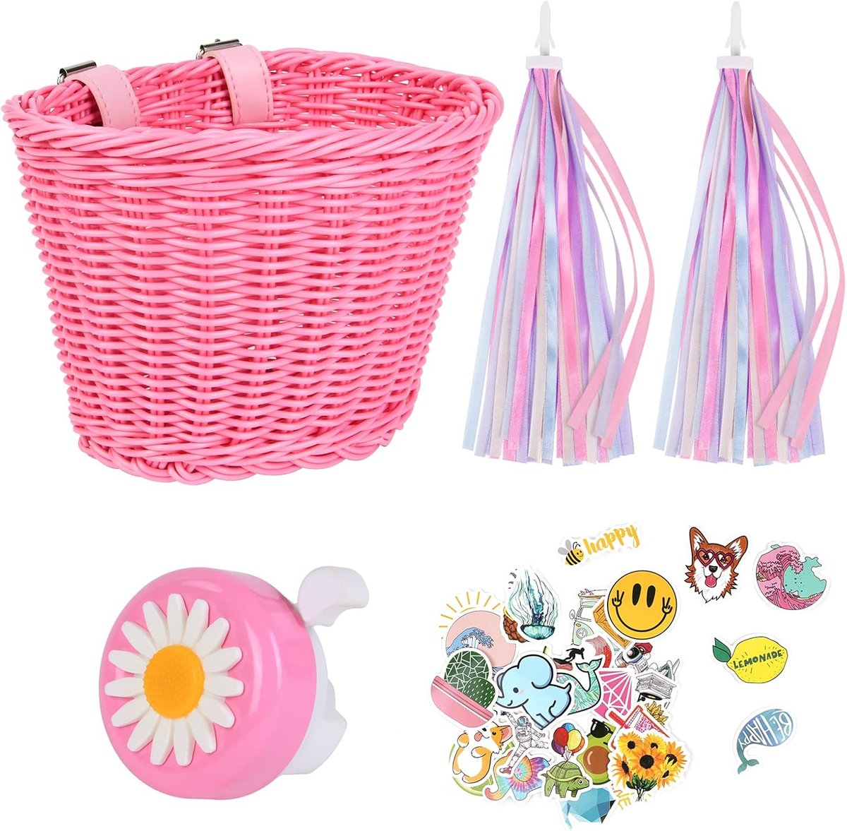 RFWR® Handgeweven Kinderfietsmand met Accessoires