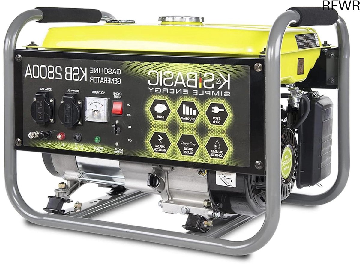 RFWR® 2800 Watt Benzine Generator met Automatische Spanningsregelaar - 4-Takt Motor voor Thuis en Vrijetijdsgebruik