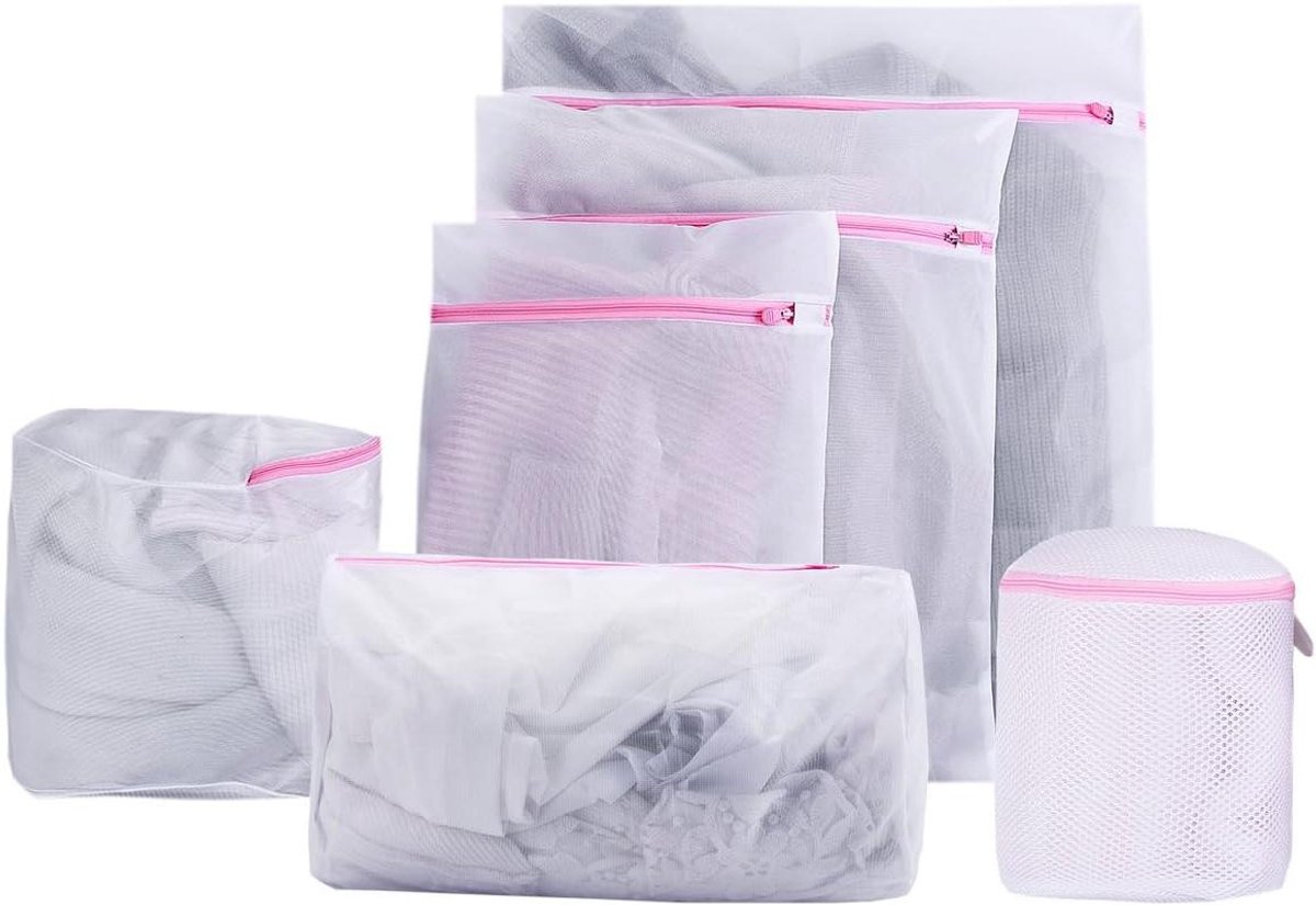 Waszak met ritssluiting van mesh voor jurken, beha's, schoenen en babykleding - Set van 6 stuks - Voorkom beschadiging in de wasmachine