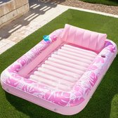 Zonnebadbed met kussen 175 x 100 x 20 cm PVC opblaasbaar ligbed met bekerhouder draagbare opblaasbare zwembaddrijvers voor volwassenen kinderen strand zonnebaden