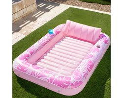 Tanning bed-Tanning be-tanning pool-Ligbed Lounge - Opblaasbare zonnebedligstoel voor in het zwembad - Zwemband voor volwassenen met kussen - 180x120 cm - roze
