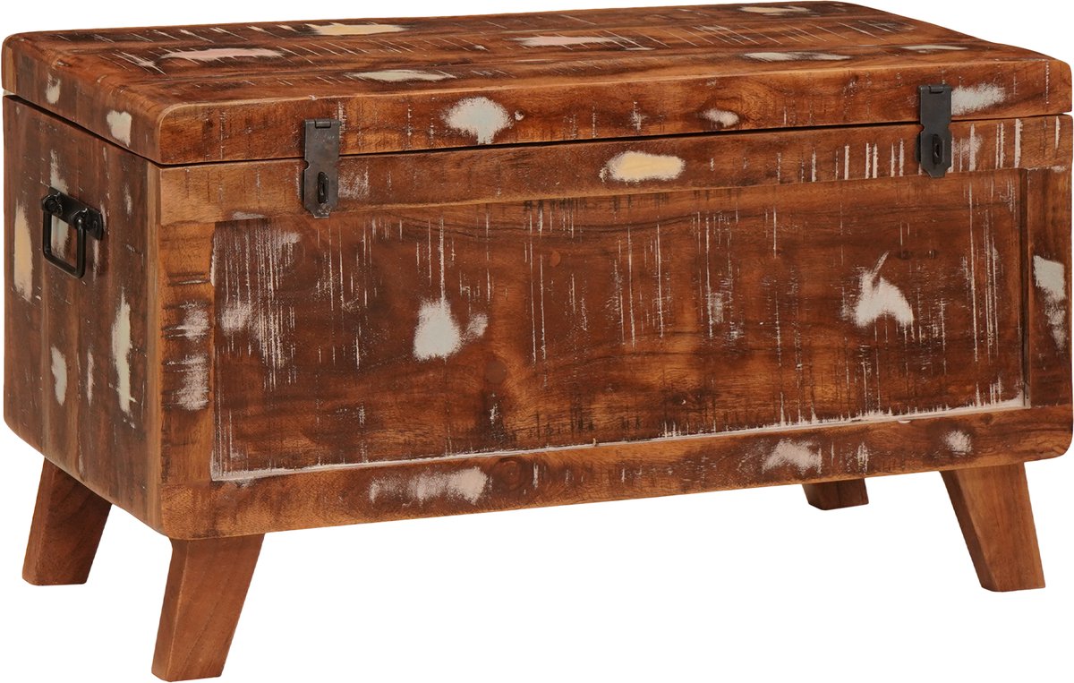 vidaXL - Opbergbox - met - opslag - 70 - x - 35 - x - 40 - cm - massief - gerecycled - hout