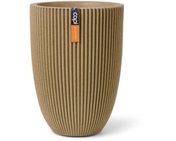 Capi Europe - Vaas elegant laag Groove NL - 34x46 - Beige - Bloempot voor binnen en buiten - Levenslang garantie - Breukbestendig - 100% Recyclebaar - CO2 Neutraal geproduceerd - KGVBE782